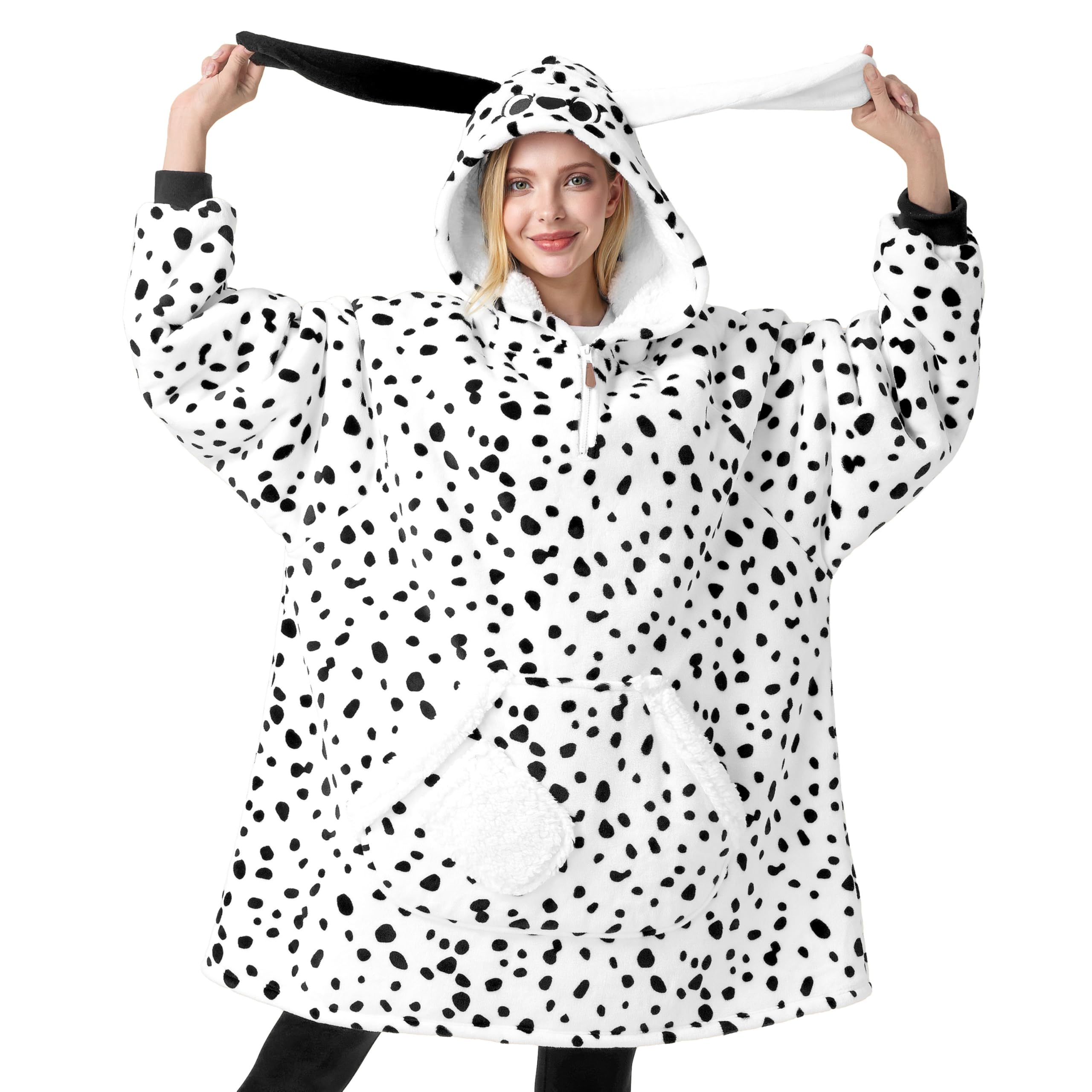 SEA(Pattern) Back Pile Hoodie」 Dalmatian Amazon.com: Giggling Getup Wearable Blanket Hoodie for Women and